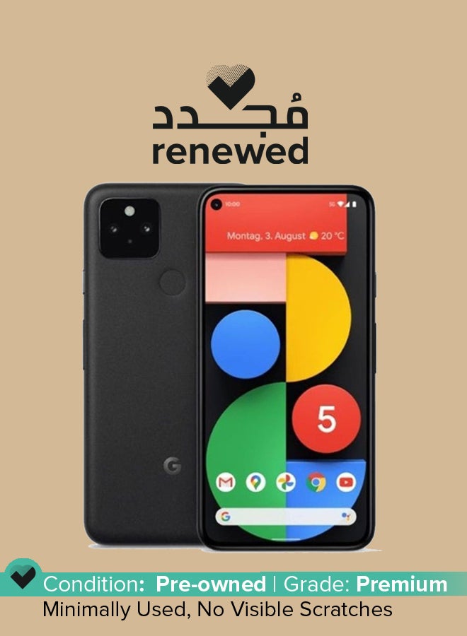 جوجل مجدّد - هاتف  بيكسل 5 بذاكرة رام سعة 8 جيجابايت وذاكرة داخلية سعة 128 جيجابايت ويدعم تقنية 5G بلون أسود - Image 1