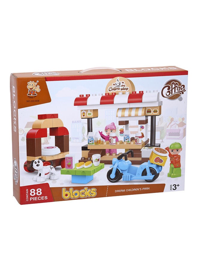 شور مجموعة لعبة مكعبات بناء للأطفال بتصميم مقهى مكوّنة من 88 قطعة - Image 1