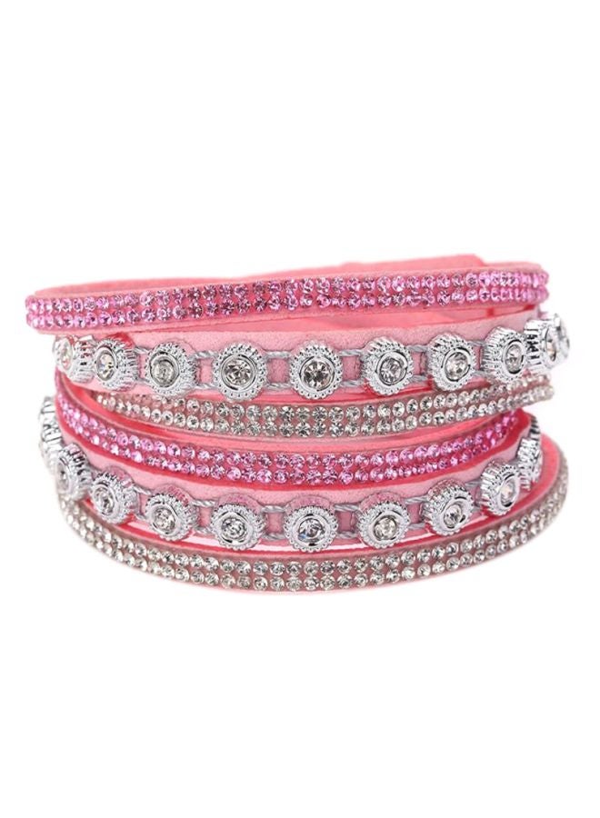 Sharpdo Metal Rhinestone Inlaid Charm Bracelet