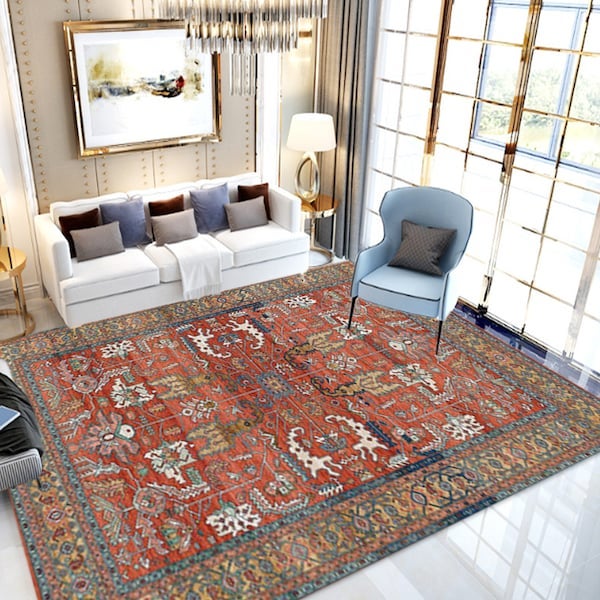 Living Room Rug Vintage Anti-Slip Durable Carpet Multicolour 50x80(WxL)cm  - Image 4