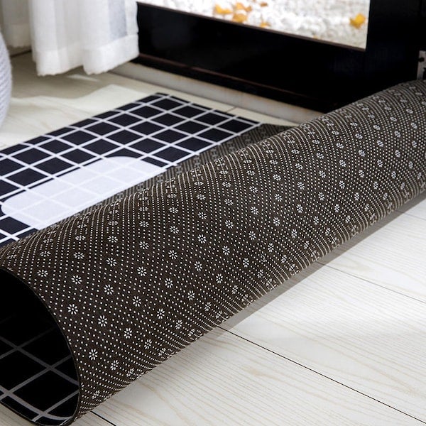 Checker Pattern Anti-Slip Comfortable Carpet Black 40x60(WxL)cm  - Image 5