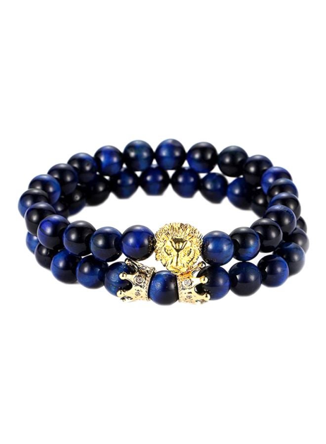 شاربدو طقم سوار عصري من الخرز بتصميم مطاطي مرصع بالأحجار من قطعتين