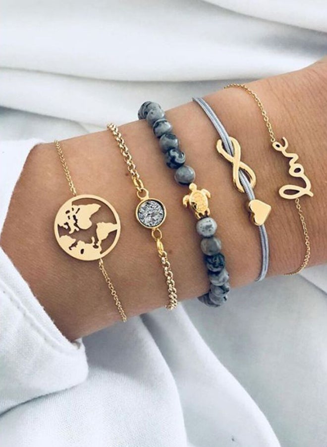 شاربدو طقم أساور سلسلة مرصعة بالأحجار ومكونة من 5 قطع - Image 3