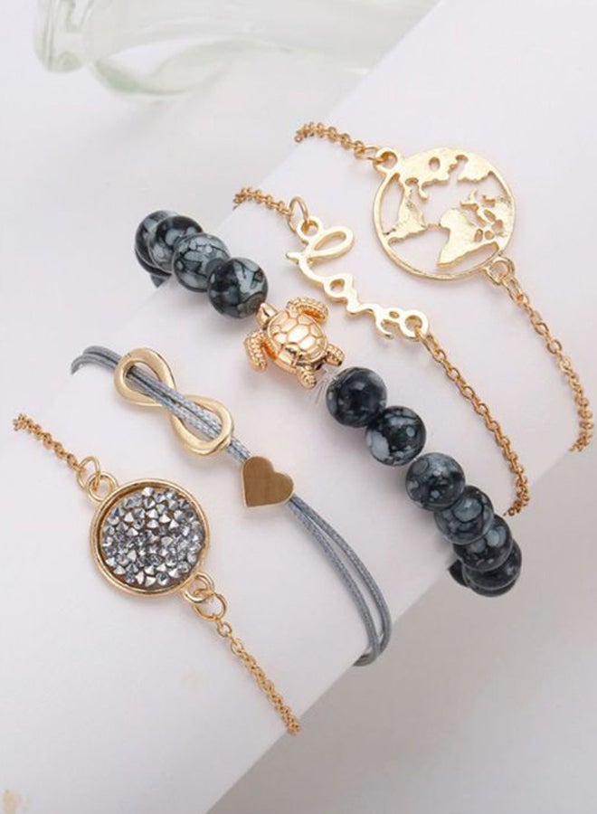 شاربدو طقم أساور سلسلة مرصعة بالأحجار ومكونة من 5 قطع - Image 4