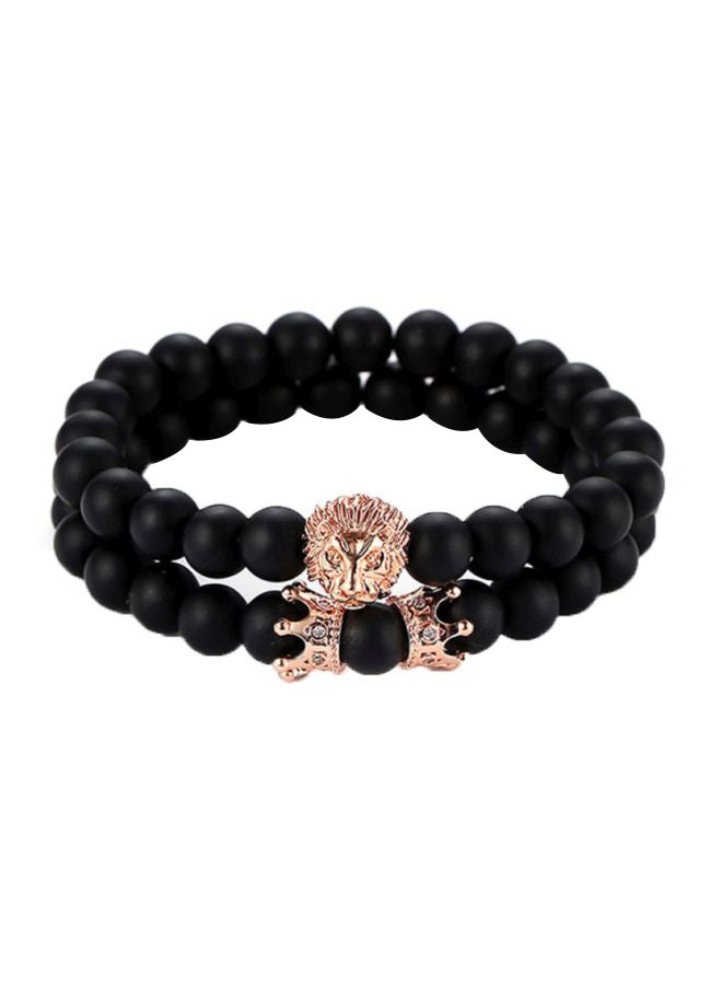 شاربدو طقم أساور مطاطية مزينة بخرز ومكون من قطعتين