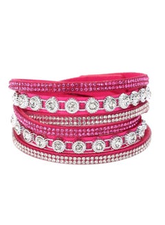 Multi-Layer Rhinestone Studded Charm Bracelet