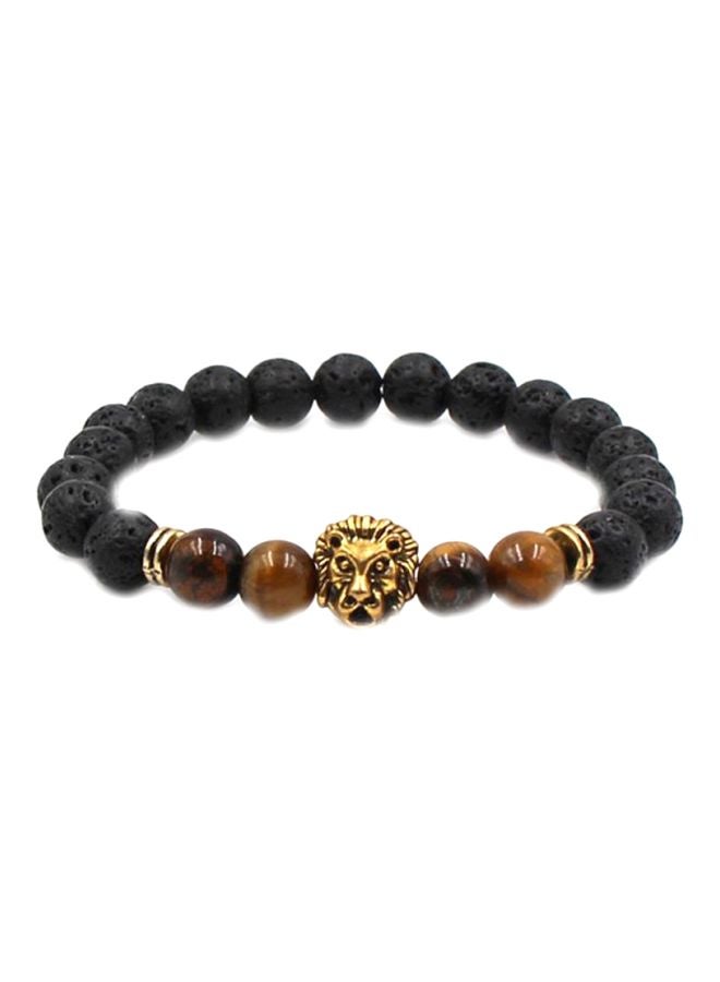 Sharpdo Lion Charm Design Beaded Bracelet