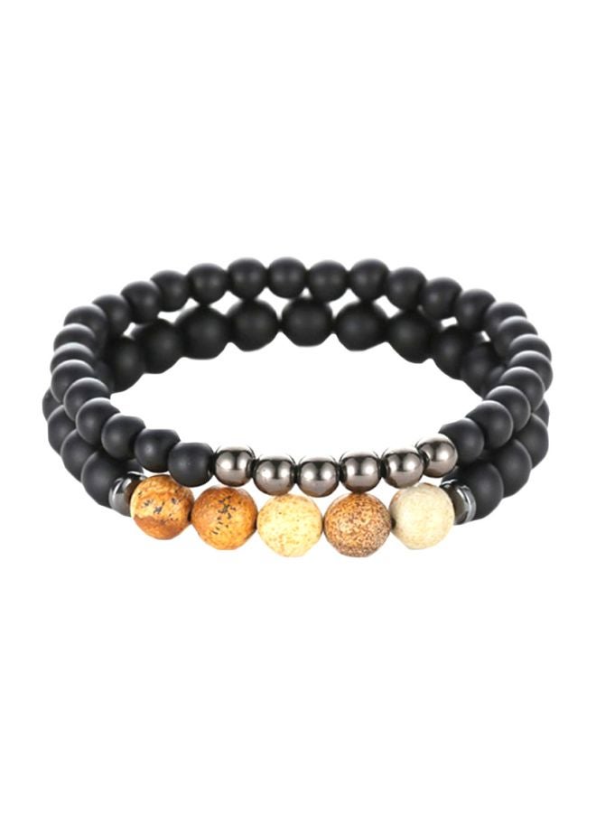 مجموعة أساور من الخرز مصنوعة من البلاستيك مكونة من قطعتين