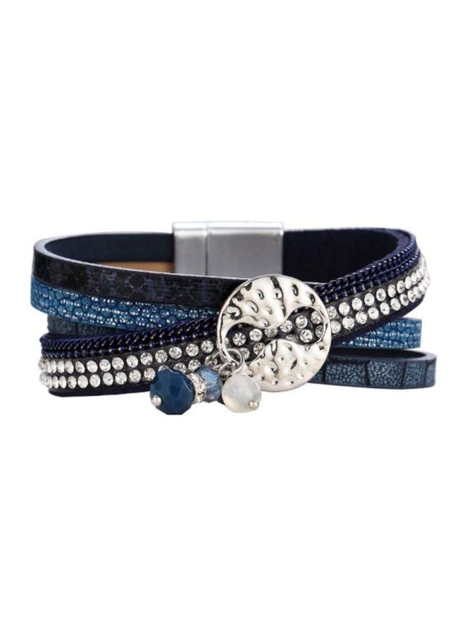 Sharpdo Leather Multilayer Wrap Magnet Buckle Bracelet