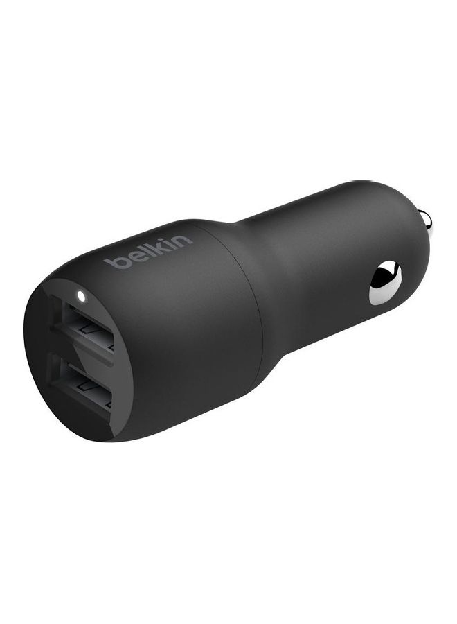 belkin BOOSTCHARGE Dual USB-A Car Charger (24W) + USB-A to USB-C Cable (1m) Black Multicolour - Image 2