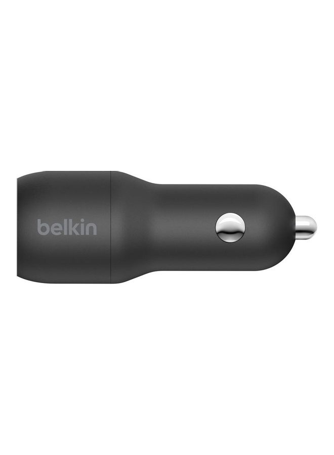 belkin BOOSTCHARGE Dual USB-A Car Charger (24W) + USB-A to USB-C Cable (1m) Black Multicolour - Image 3