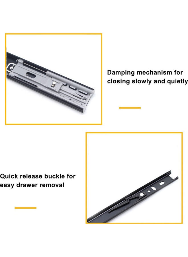 Generic - 2-Piece Ball Bearing Drawer Slide Black 26x2x5.5cm - Image 1