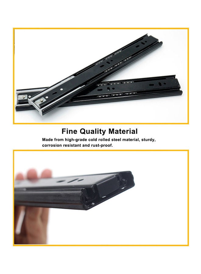 Generic - 2-Piece Ball Bearing Drawer Slide Black 26x2x5.5cm - Image 1