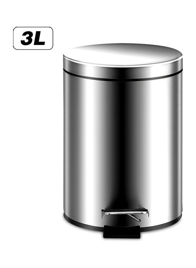 3L Brushed Stainless Steel Rubbish Bin Step Trash Can Silver 35.5x27x27cm - Image 1