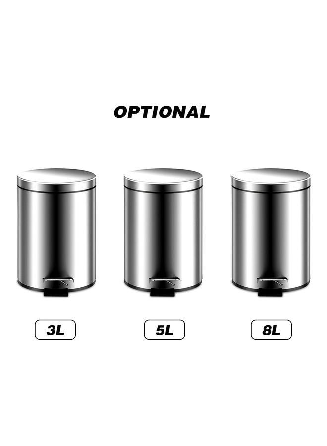 3L Brushed Stainless Steel Rubbish Bin Step Trash Can Silver 35.5x27x27cm - Image 2