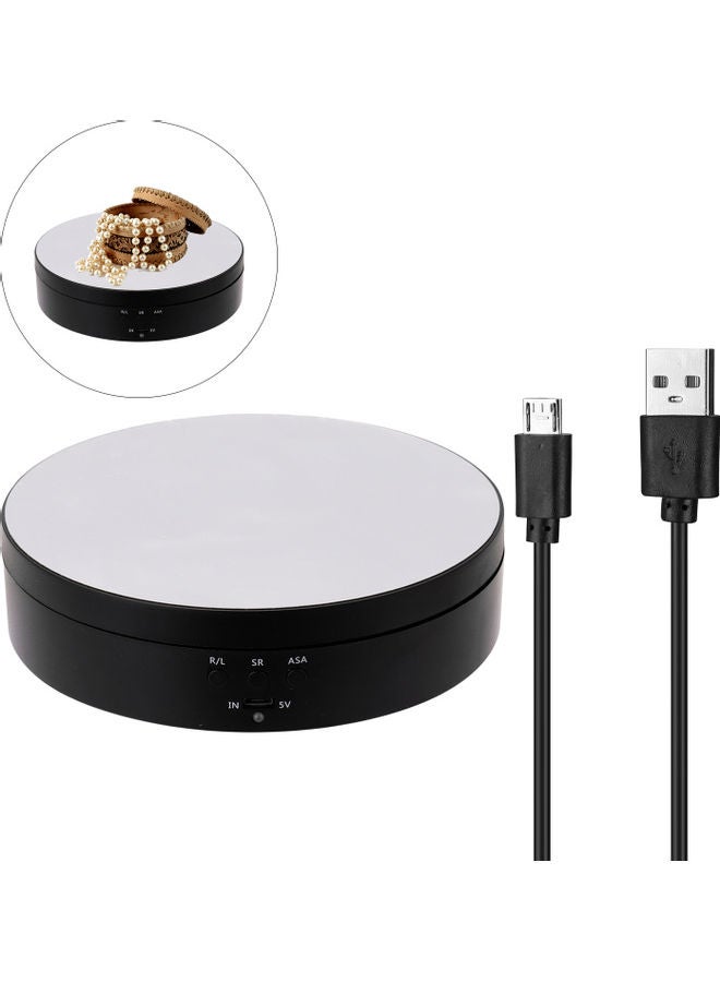 360 Degree Electric Rotating Turntable Display Stand Black 15.5x4.1x14.2cm