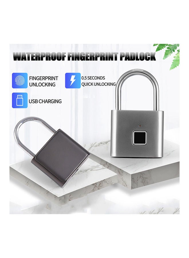 Smart Fingerprint Padlock Silver 10x1.6x5.6cm  - Image 2