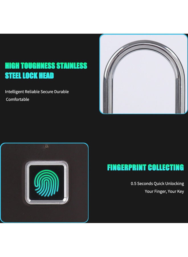 Smart Fingerprint Padlock Silver 10x1.6x5.6cm  - Image 5