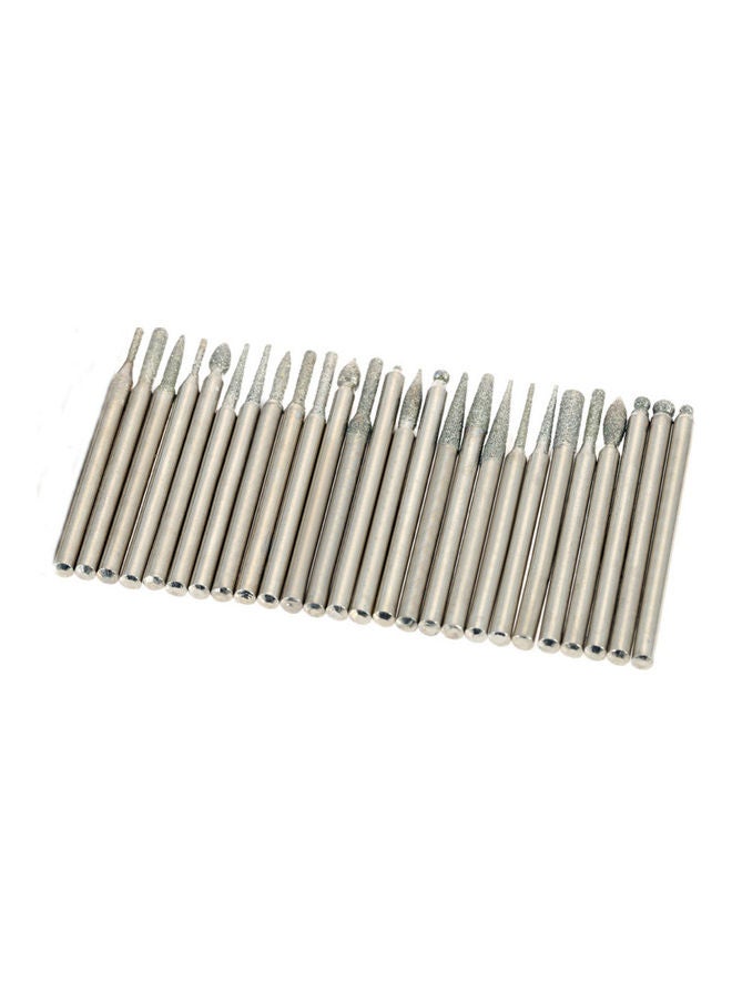 مجموعة رؤوس طحن ماسيّة مطليّة كهربائياً, مكوّنة من 30 قطعة فضي 14.4x2x6سم  - Image 4