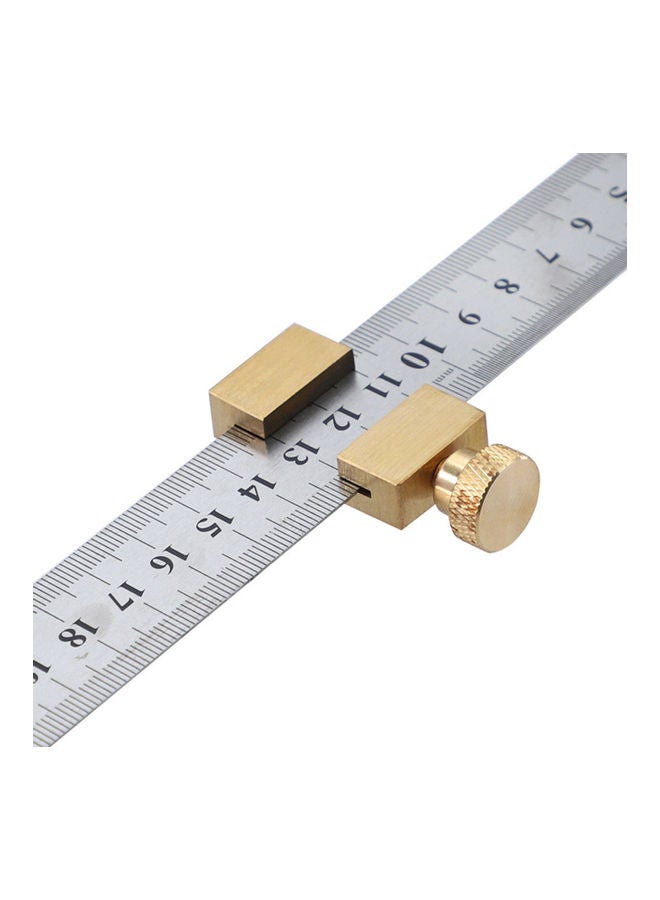 Brass Steel Ruler Positioning Block Woodworking Line Brown 33.5x3.5x5.8cm  - Image 4