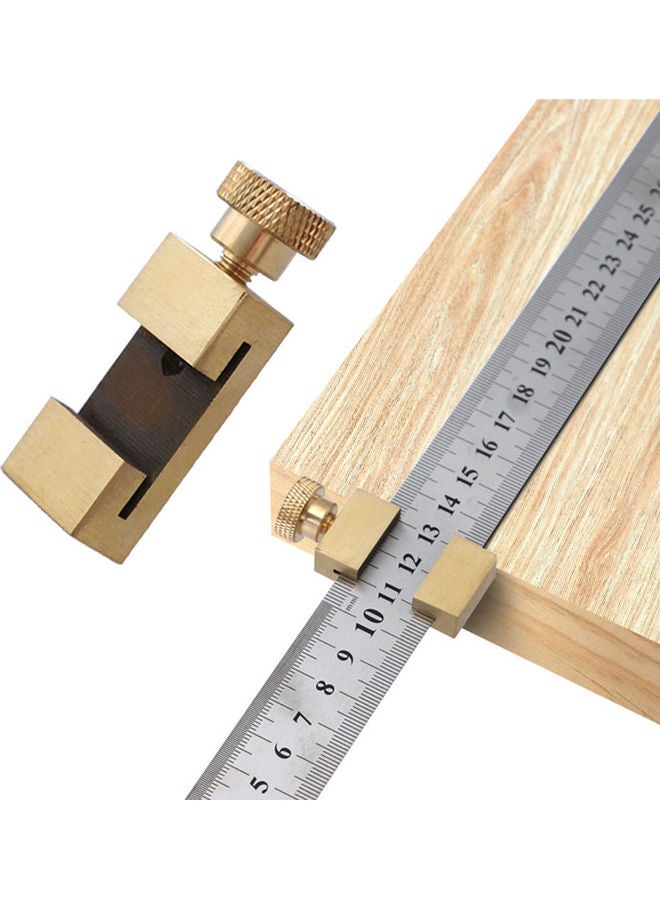 Brass Steel Ruler Positioning Block Woodworking Line Brown 33.5x3.5x5.8cm  - Image 5