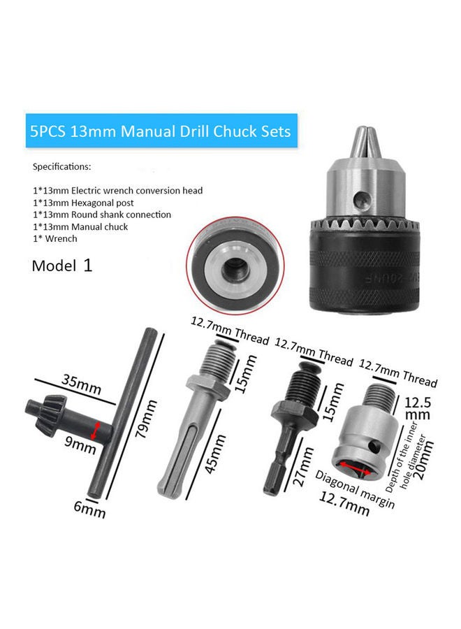 5 Piece Drill Chuck Sets multicolour 14.5x5x11cm