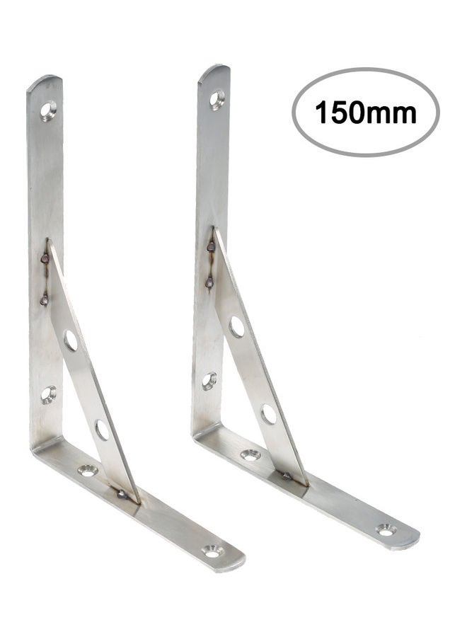 2 Piece Triangular Bracket Stainless Steel Silver 16x2.2x12cm - Image 1