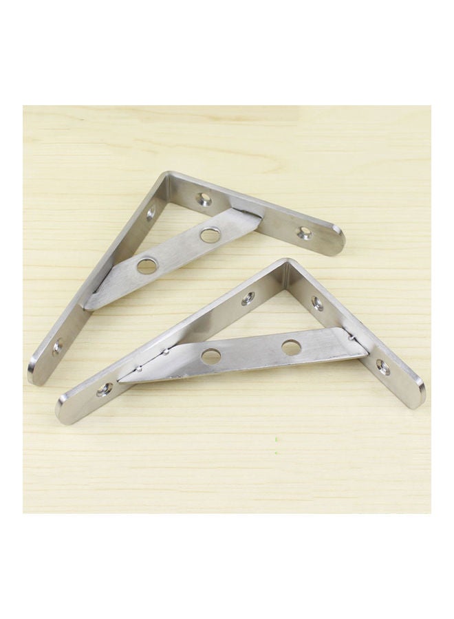 2 Piece Triangular Bracket Stainless Steel Silver 16x2.2x12cm - Image 2