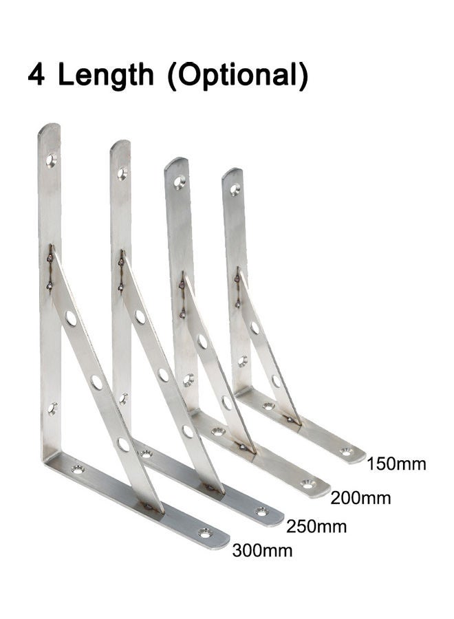 2 Piece Triangular Bracket Stainless Steel Silver 16x2.2x12cm - Image 3