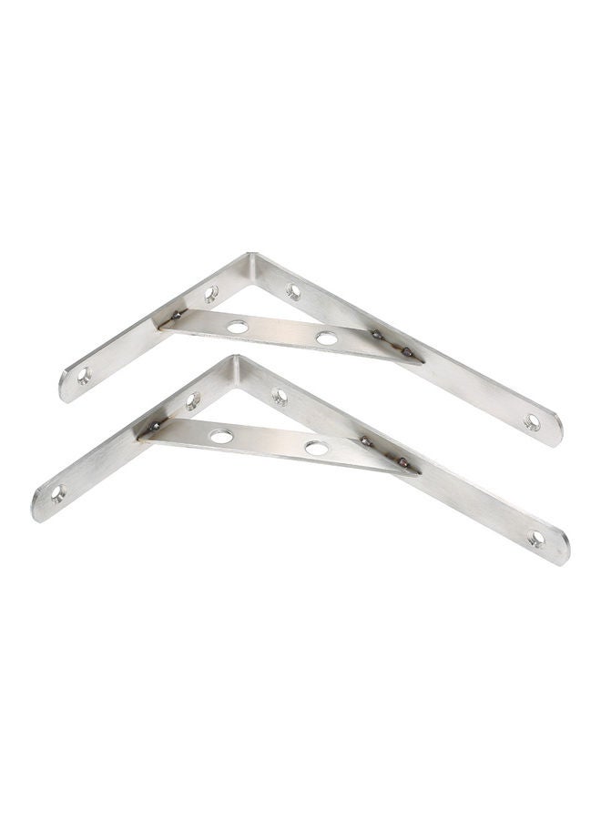 2 Piece Triangular Bracket Stainless Steel Silver 16x2.2x12cm - Image 4