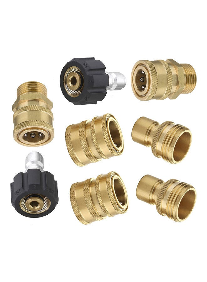 8 Pieces High Pressure Cleaning Machine Adapters Quick Coupling Kit Gold 10x5x10cm - Image 1