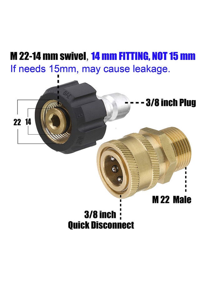 8 Pieces High Pressure Cleaning Machine Adapters Quick Coupling Kit Gold 10x5x10cm - Image 3