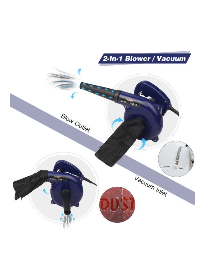600W Electric Leaf Blower Corded 3-in-1 Yard Blower Vacuum Blue 23x16.5x17cm - Image 4