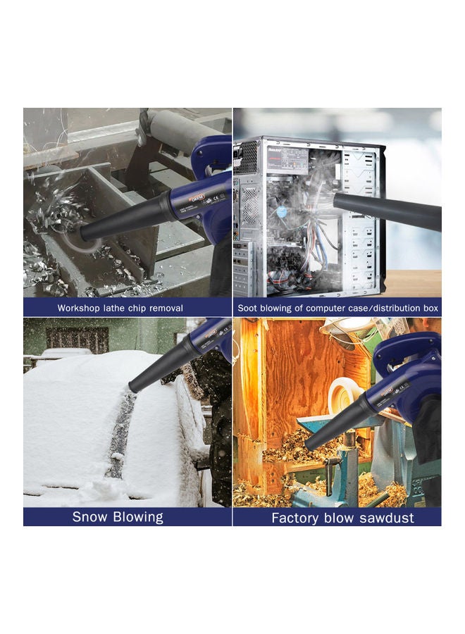 600W Electric Leaf Blower Corded 3-in-1 Yard Blower Vacuum Blue 23x16.5x17cm - Image 5