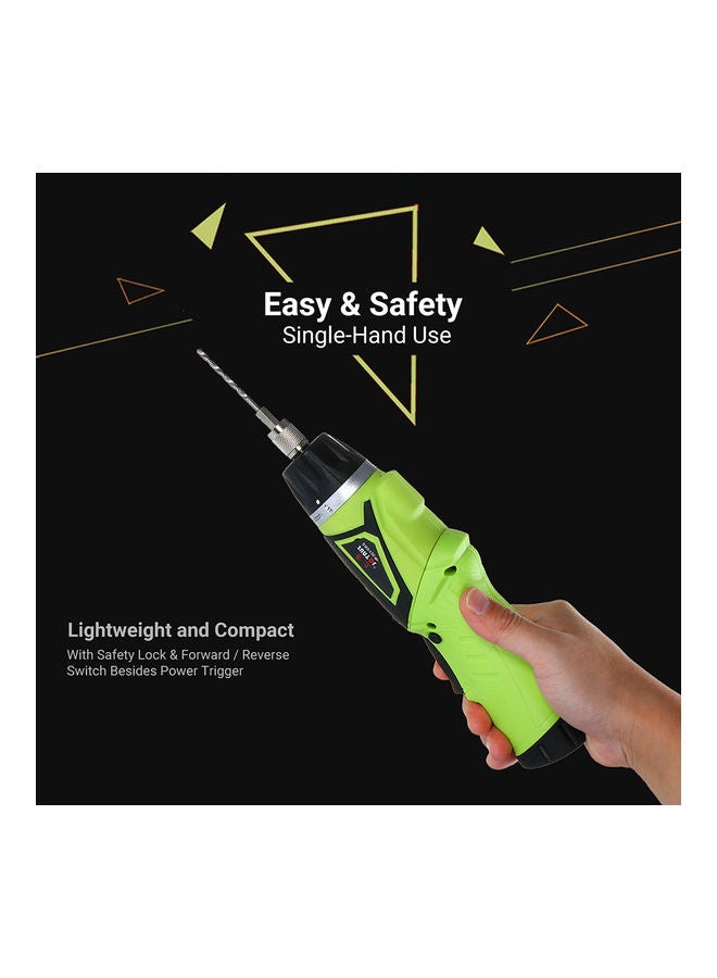 Generic 2-Piece Of Cordless Electric Screwdriver With 6 Accessories Green 24.5 x 6 x 21cm  - Image 3
