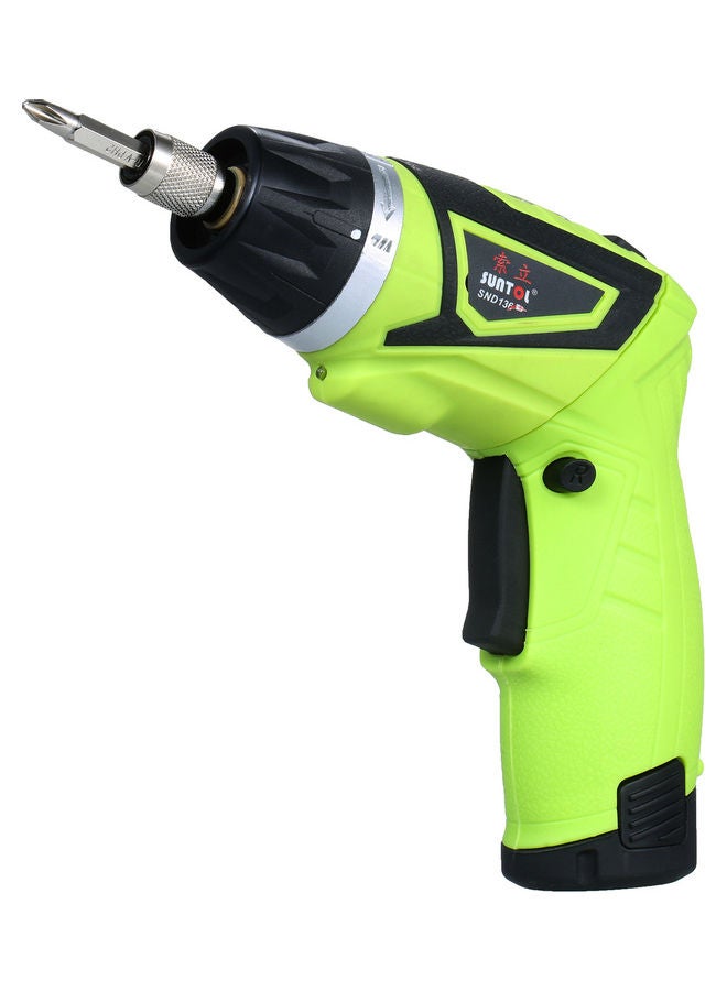 2-Piece Of Cordless Electric Screwdriver With 6 Accessories Green 24.5 x 6 x 21cm