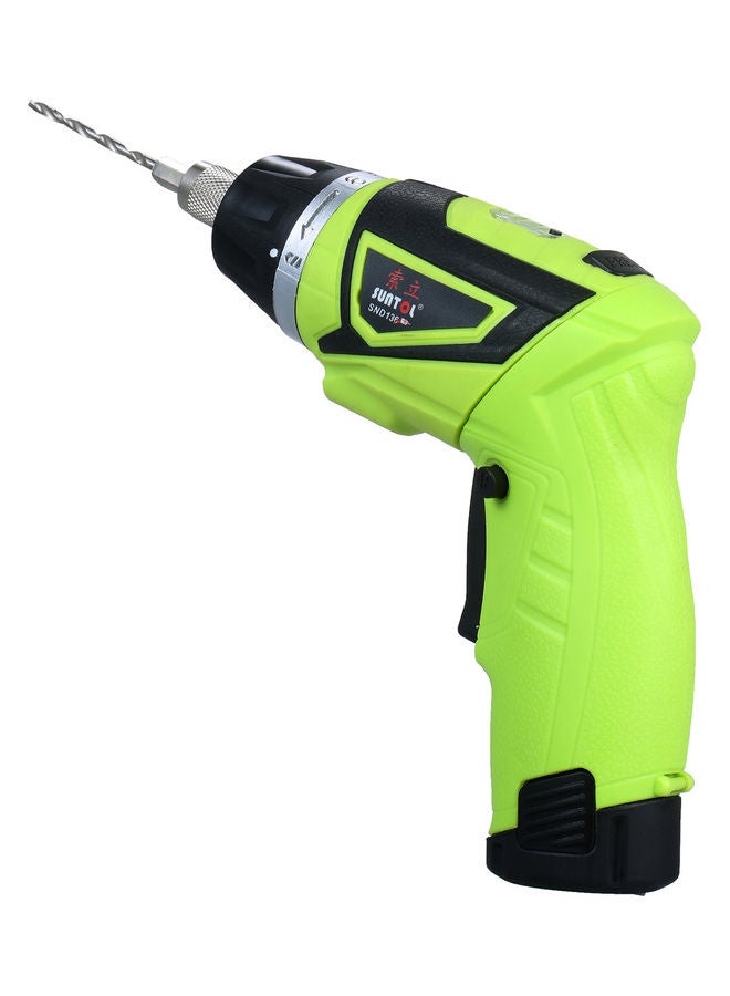 2-Piece Of Cordless Electric Screwdriver With 6 Accessories Green 24.5 x 6 x 21cm
