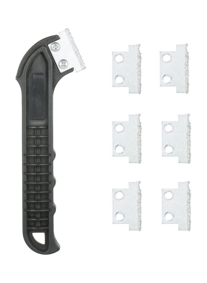 Professional Angled Tile Grout Saw with 5  Extra Replacement Piece Black 14.5x2x7cm - Image 1