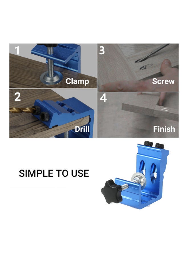 All In One Aluminum Pocket Hole Jig Kit Blue 18.5 x 5.5 x 11cm  - Image 2