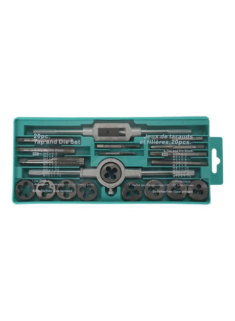 Alloy Steel Tap and Die Set with Adjustable Wrench Twisted Hand Tools multicolour 25.5x2x10.5cm