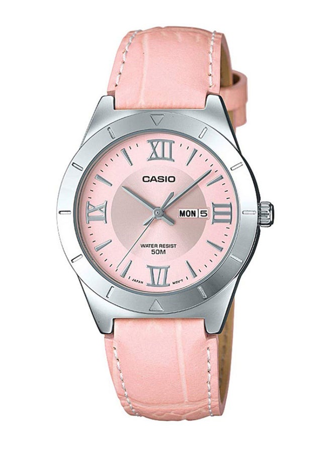 كاسيو ساعة يد إنتايسر بعقارب وسوار من الجلد طراز LTP-1410L-4AVDF للنساء - Image 1