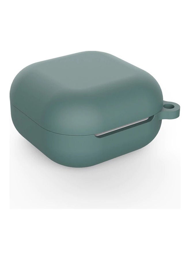 أو أوزون حافظة من السيليكون متوافقة مع سمّاعات جالاكسي بادز برو/ بادز لايف مع غطاء ليّن وناعم مع سلسلة مفاتيح من الفرو وخطاف أخضر جيشيّ - Image 3