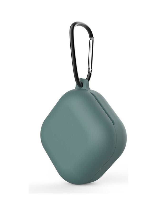 أو أوزون حافظة من السيليكون متوافقة مع سمّاعات جالاكسي بادز برو/ بادز لايف مع غطاء ليّن وناعم مع سلسلة مفاتيح من الفرو وخطاف أخضر جيشيّ - Image 4