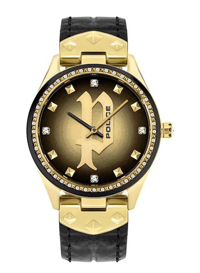 POLICE Pongua Leather Analog Watch P 16029MSGB-02