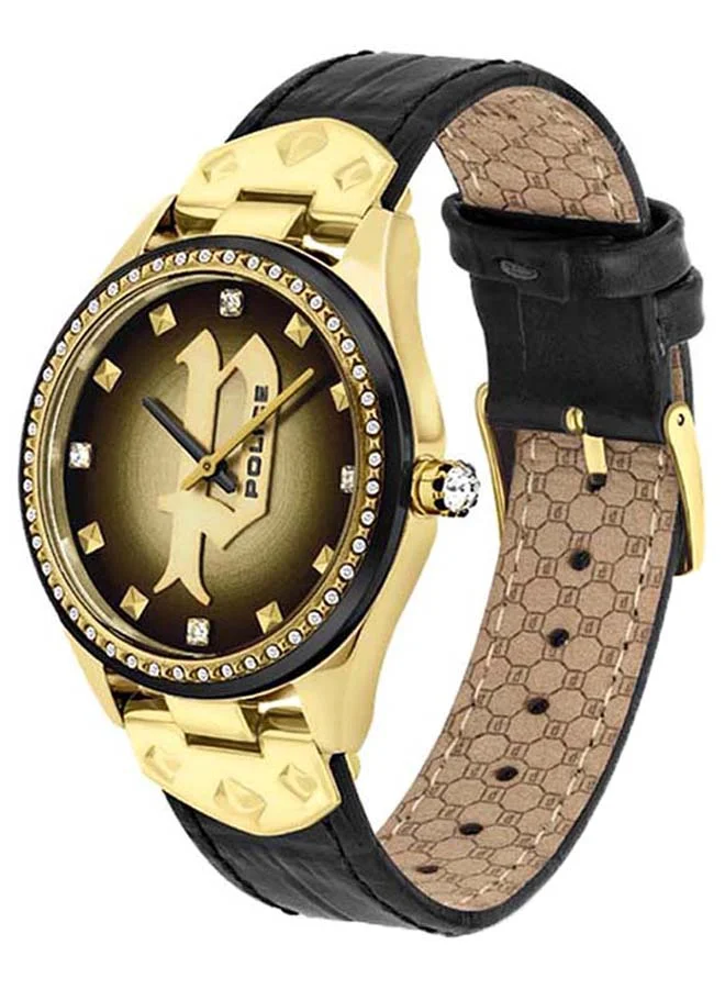 POLICE Pongua Leather Analog Watch P 16029MSGB-02