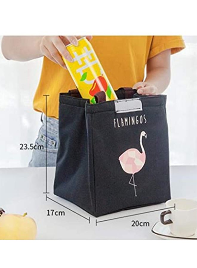 Flamingo Printed Portable Lunch Bag black One Sizecm