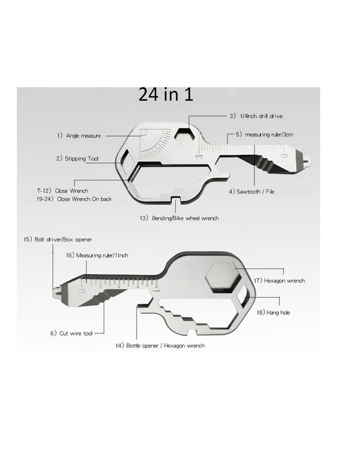 24-In-1 Keychain Multi-functional Portable Key Tool Silver 10.5 x 1 x  6.8cm  - Image 4