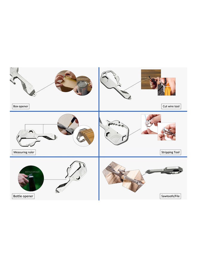 24-In-1 Keychain Multi-functional Portable Key Tool Silver 10.5 x 1 x  6.8cm  - Image 5