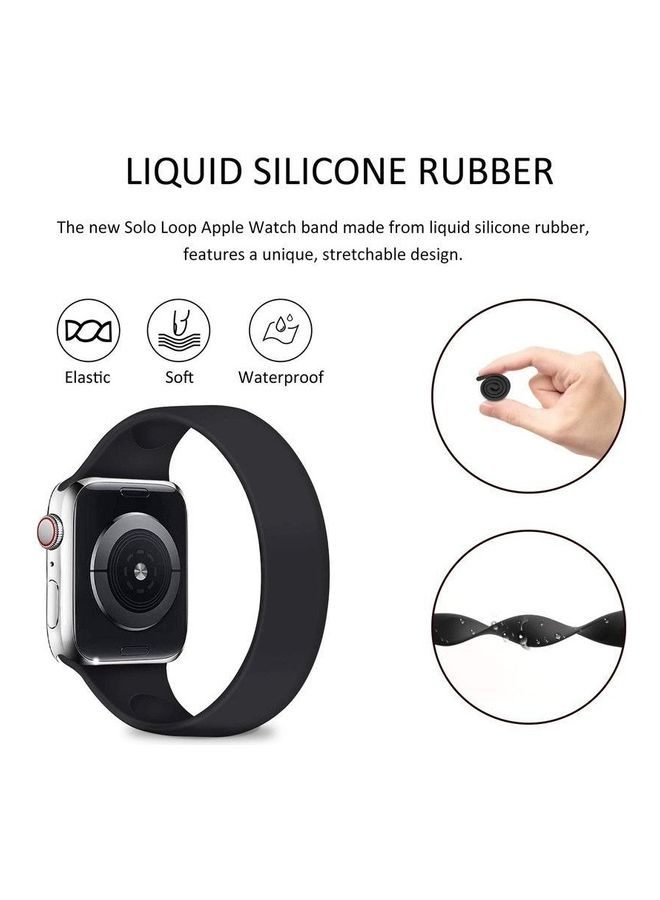 Soft Silicone Solo Loop Band Compatible With Apple Watch (Oxblood , Medium) Black  - Image 1