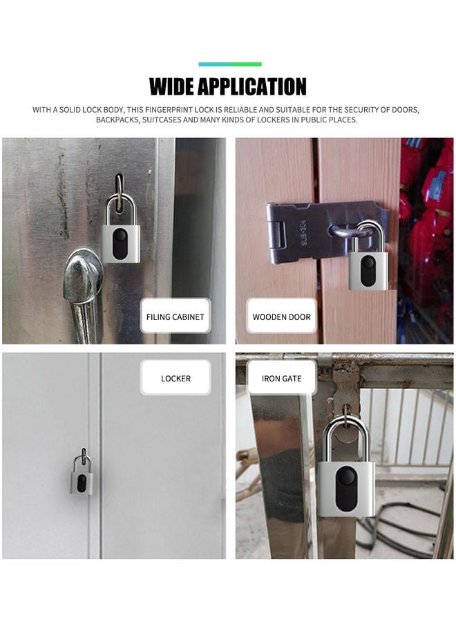 Smart Fingerprint Lock Silver 12.5 x 2 x 8cm  - Image 4